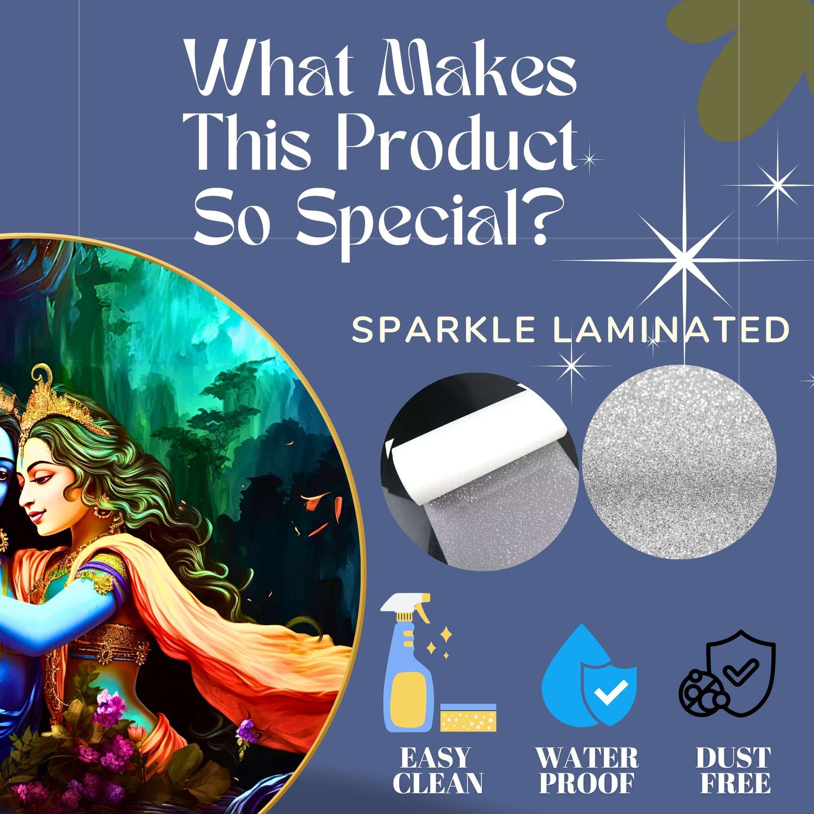 Wall Painting for Wall Decoration with Frame Sparkle Glossy Round Golden Framed Large Painting Office, Living Room, Bedroom, Home Decoration - Image 3