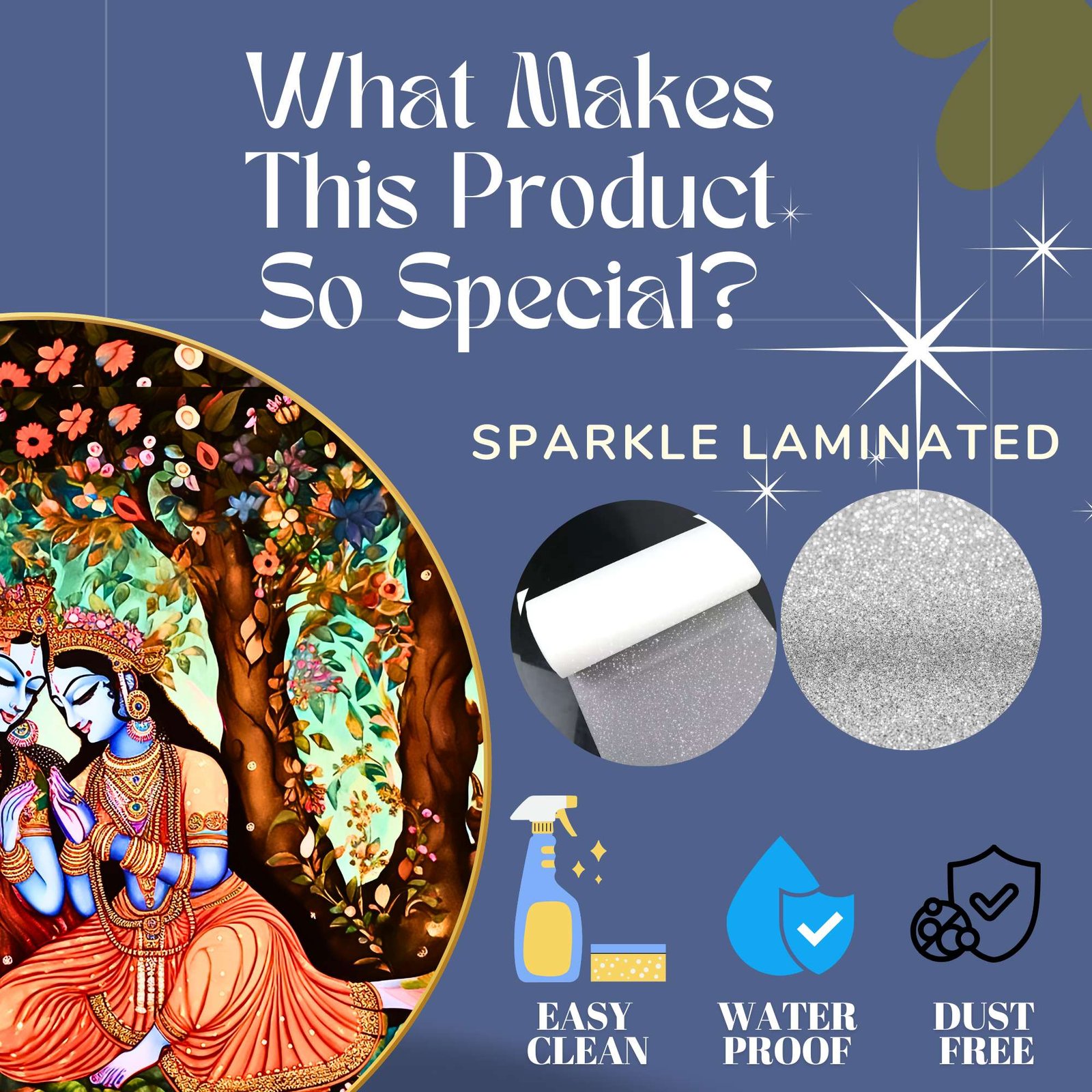 Wall Painting for Wall Decoration with Frame Sparkle Glossy Round Golden Framed Large Painting Office, Living Room, Bedroom, Home Decoration - Image 4