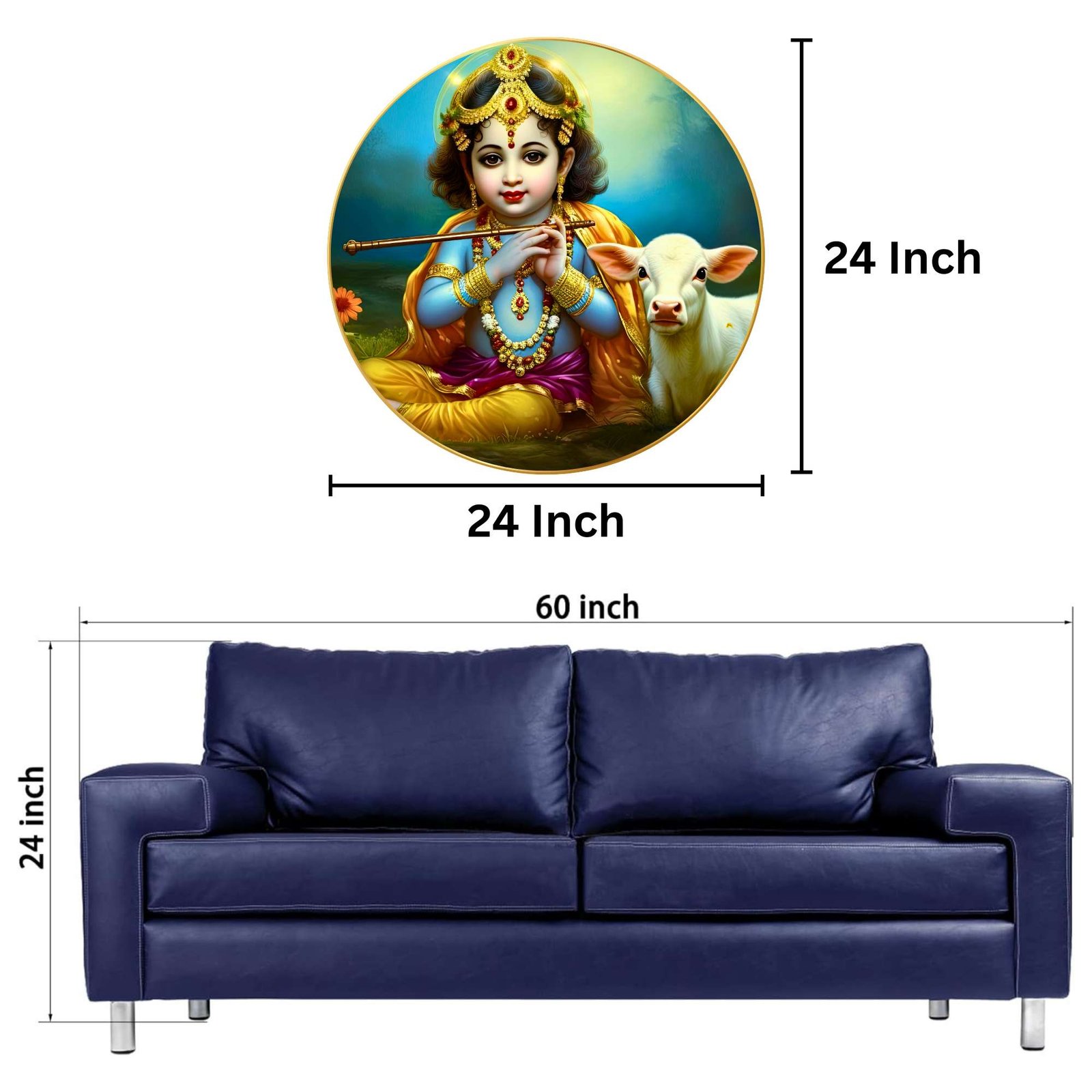 Wall Painting for Wall Decoration with Frame Sparkle Glossy Round Golden Framed Large Painting Office, Living Room, Bedroom, Home Decoration - Image 4