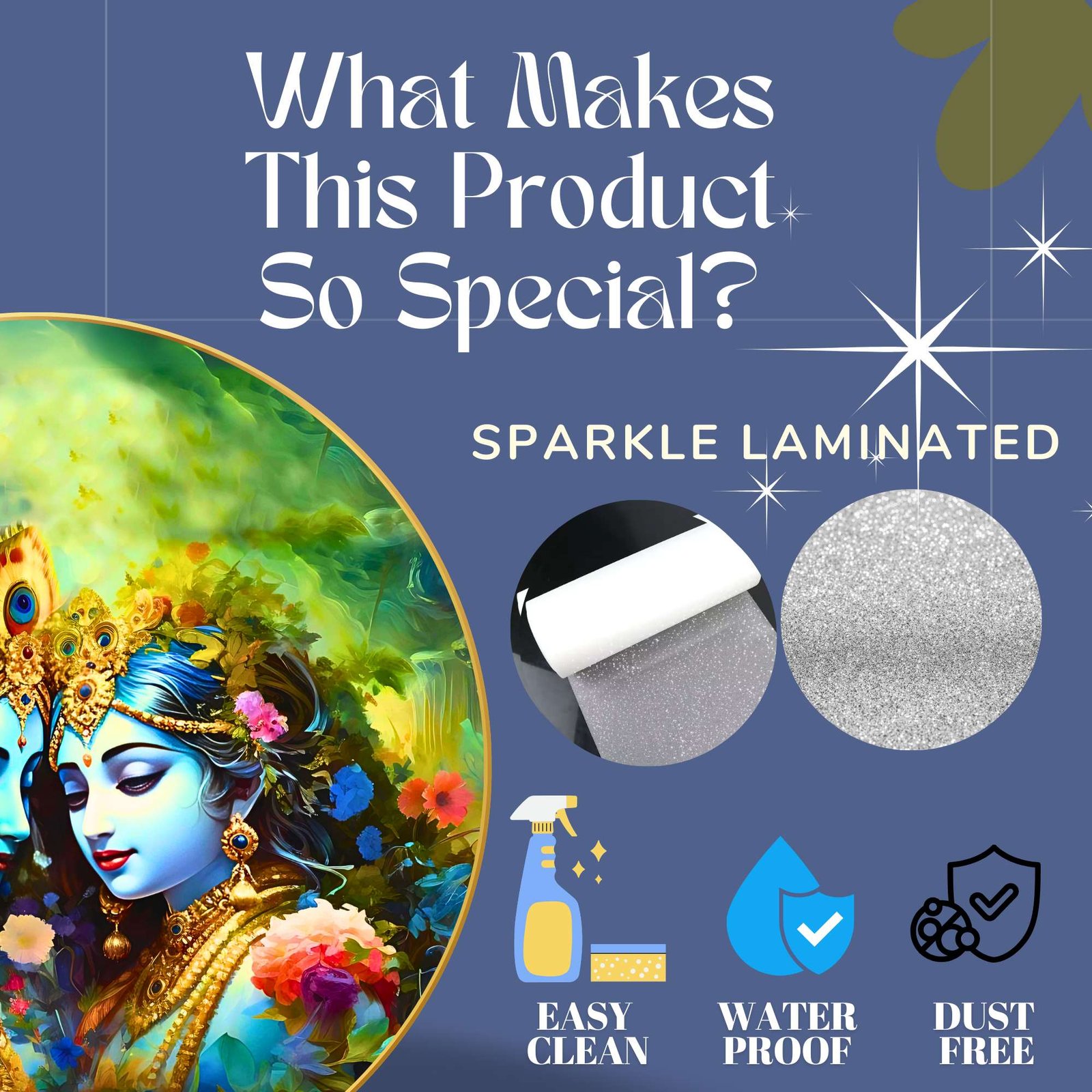 Wall Painting for Wall Decoration with Frame Sparkle Glossy Round Golden Framed Large Painting Office, Living Room, Bedroom, Home Decoration - Image 4