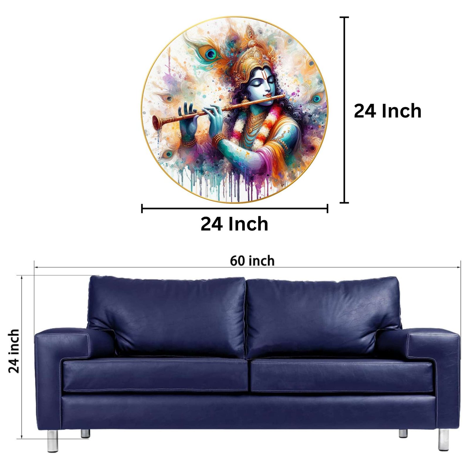 Wall Painting for Wall Decoration with Frame Sparkle Glossy Round Golden Framed Large Painting Office, Living Room, Bedroom, Home Decoration - Image 3